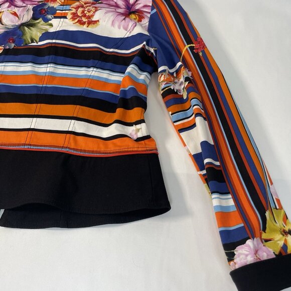 Joseph Ribkoff Floral & Stripe Zip Jacket – Size 10 (CAN/USA) - Picture 9 of 15